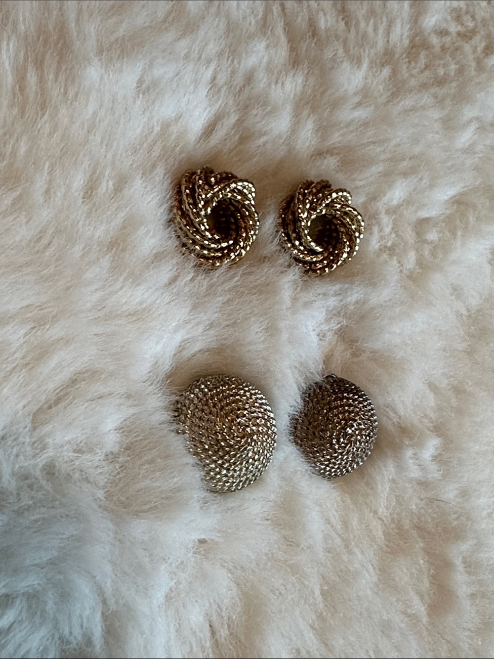 Gold-Tone Knot and Woven Disc Earring Duo